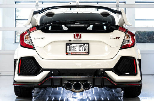 AWE Track Edition Exhaust for FK8 Civic Type R (includes Front Pipe) - Triple Chrome Silver Tips image 2