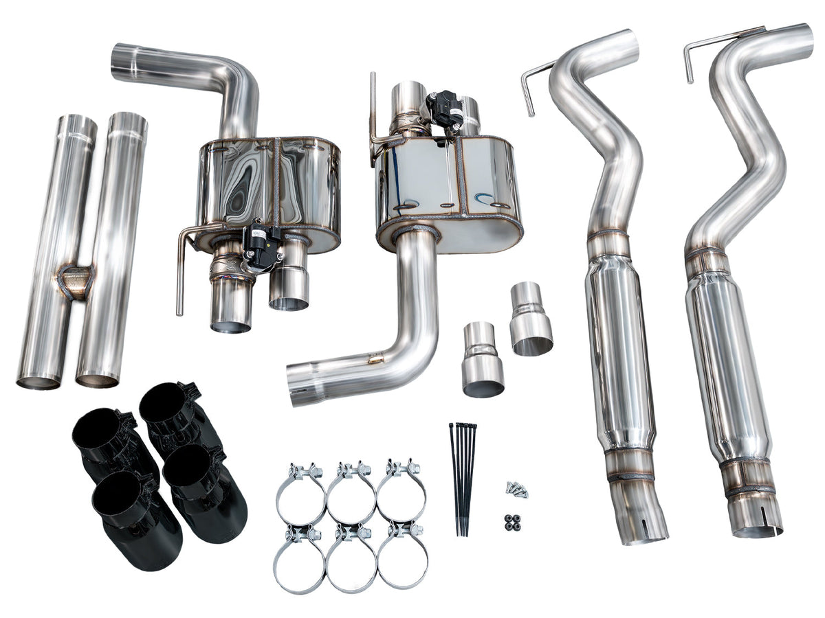 AWE SwitchPath™ Cat-back Exhaust for '18-'23 S550 Mustang GT - Quad Diamond Black Tips image 15