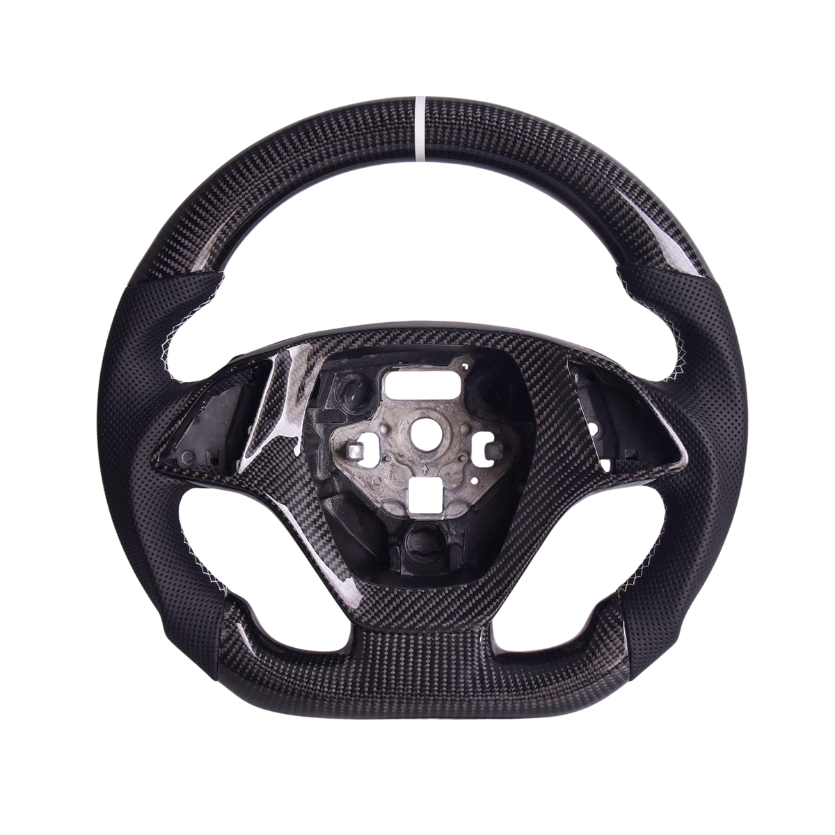 Chevrolet Corvette C7 Black Leather White Stitching Carbon Fiber Steering Wheel image 1
