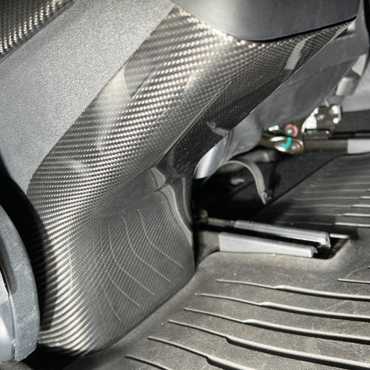 2020-23 Tesla Model 3 20-24 Y Carbon Fiber Interior Rear Anti-Kick Plate Cover image 2