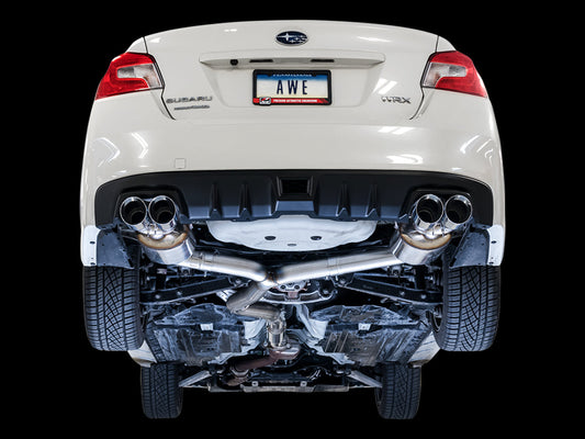 AWE Touring Edition Exhaust for 2015+ VA WRX Sedan - Chrome Silver Quad Tips (102mm) image 2