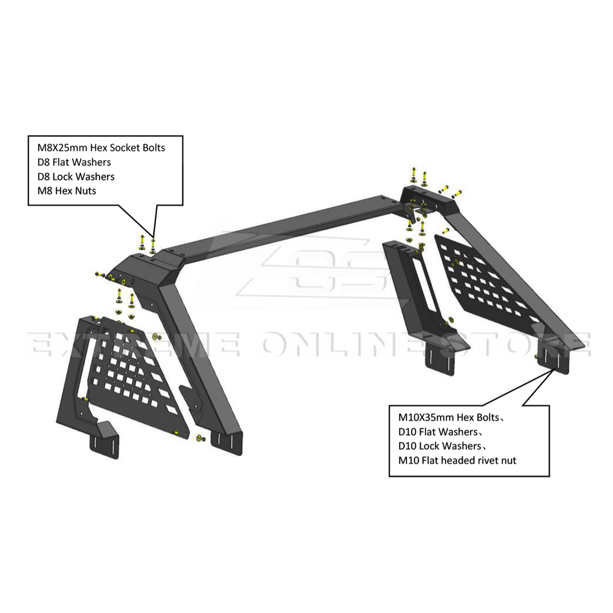 2024-Up Toyota Tacoma Rear Trunk Bed Sport Roll Bar image 20
