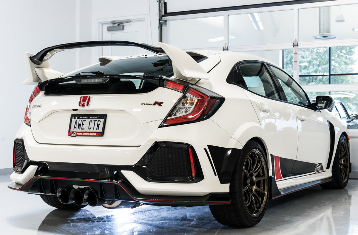 AWE Track Edition Exhaust for FK8 Civic Type R (includes Front Pipe) - Triple Diamond Black Tips image 2
