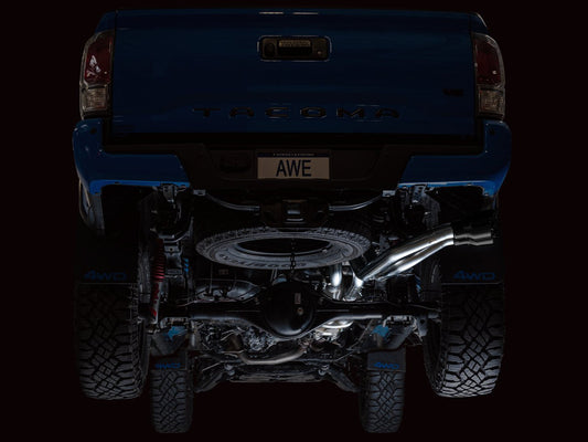 AWE 0FG Exhaust with BashGuard for 3rd Gen Tacoma - Dual Diamond Black Tips image 2