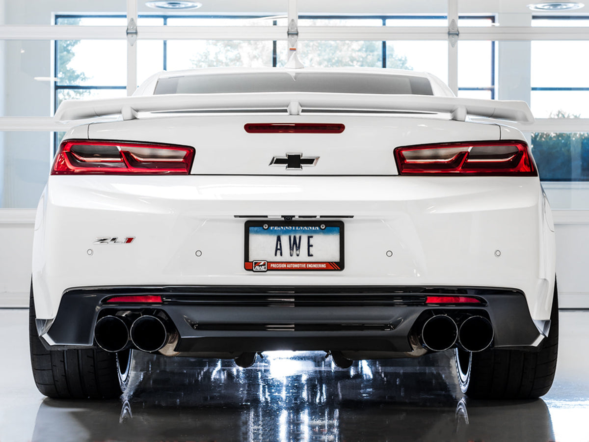 AWE Touring Edition Cat-back Exhaust for Gen6 Camaro SS / ZL1 / LT1 - Non-Resonated - Diamond Black Tips (Quad Outlet) image 3