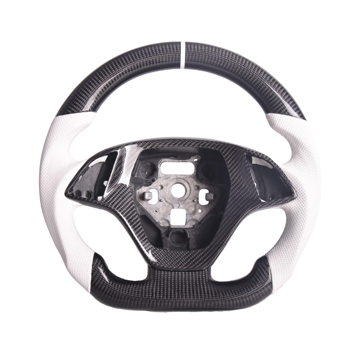 Chevrolet Corvette C7 White Leather White Stitching Carbon Fiber Steering Wheel image 1