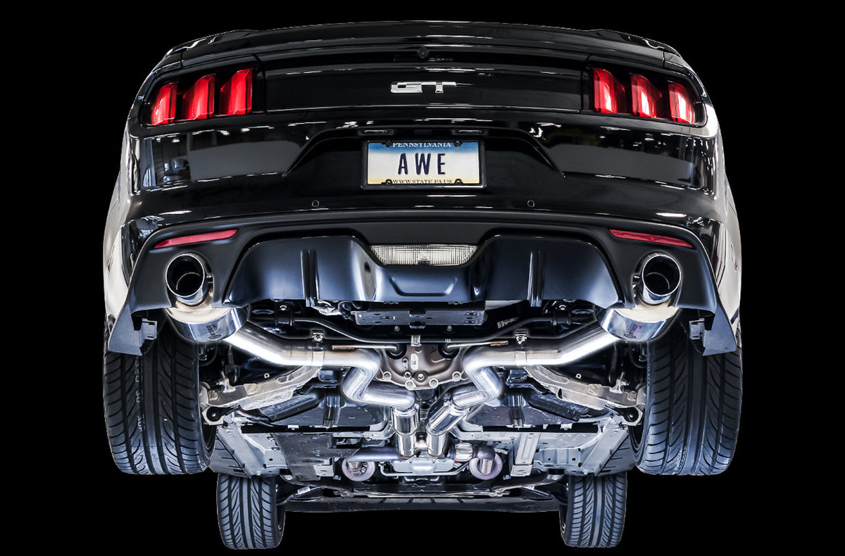 AWE Touring Edition Cat-back Exhaust for S550 Mustang GT - Dual Tip - Chrome Silver Tips image 3