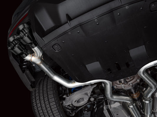 AWE Track Edition Exhaust for S650 Ford Mustang Dark Horse - Quad Diamond Black Tips image 2