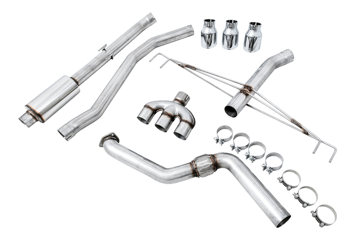 AWE Track Edition Exhaust for FK8 Civic Type R (includes Front Pipe) - Triple Chrome Silver Tips image 6