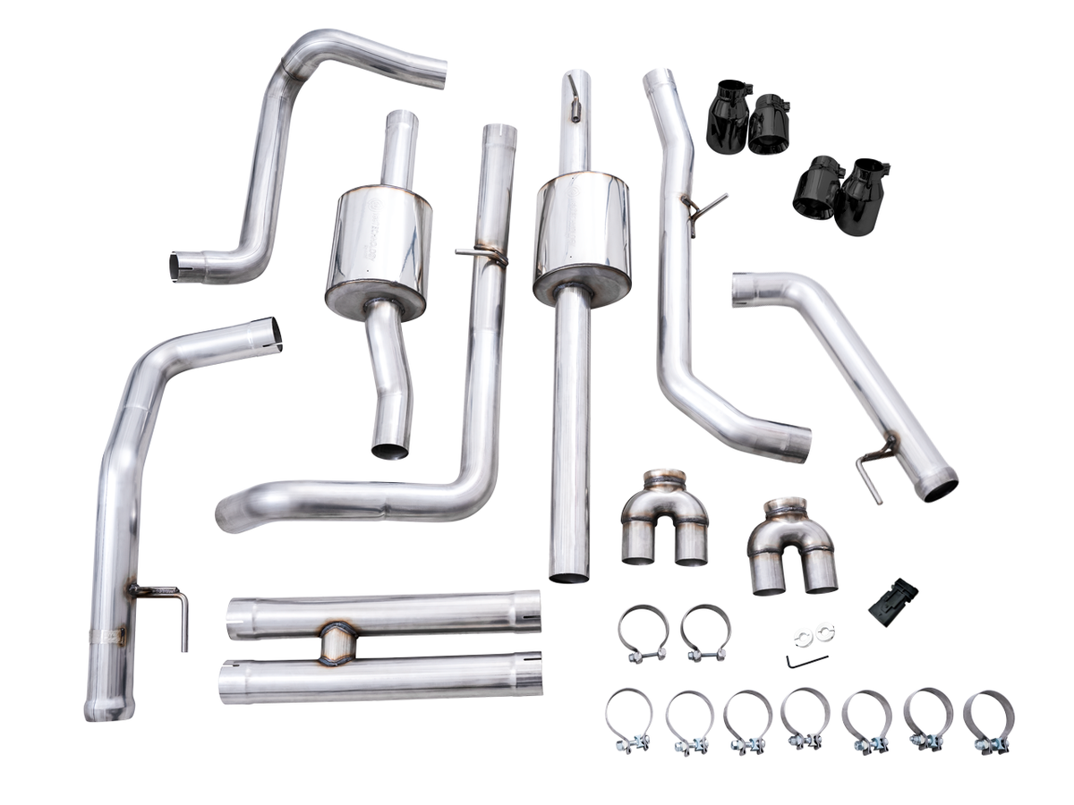 AWE 0FG Catback Exhaust for Silverado ZR2/Sierra AT4X - Quad Diamond Black Tips image 11