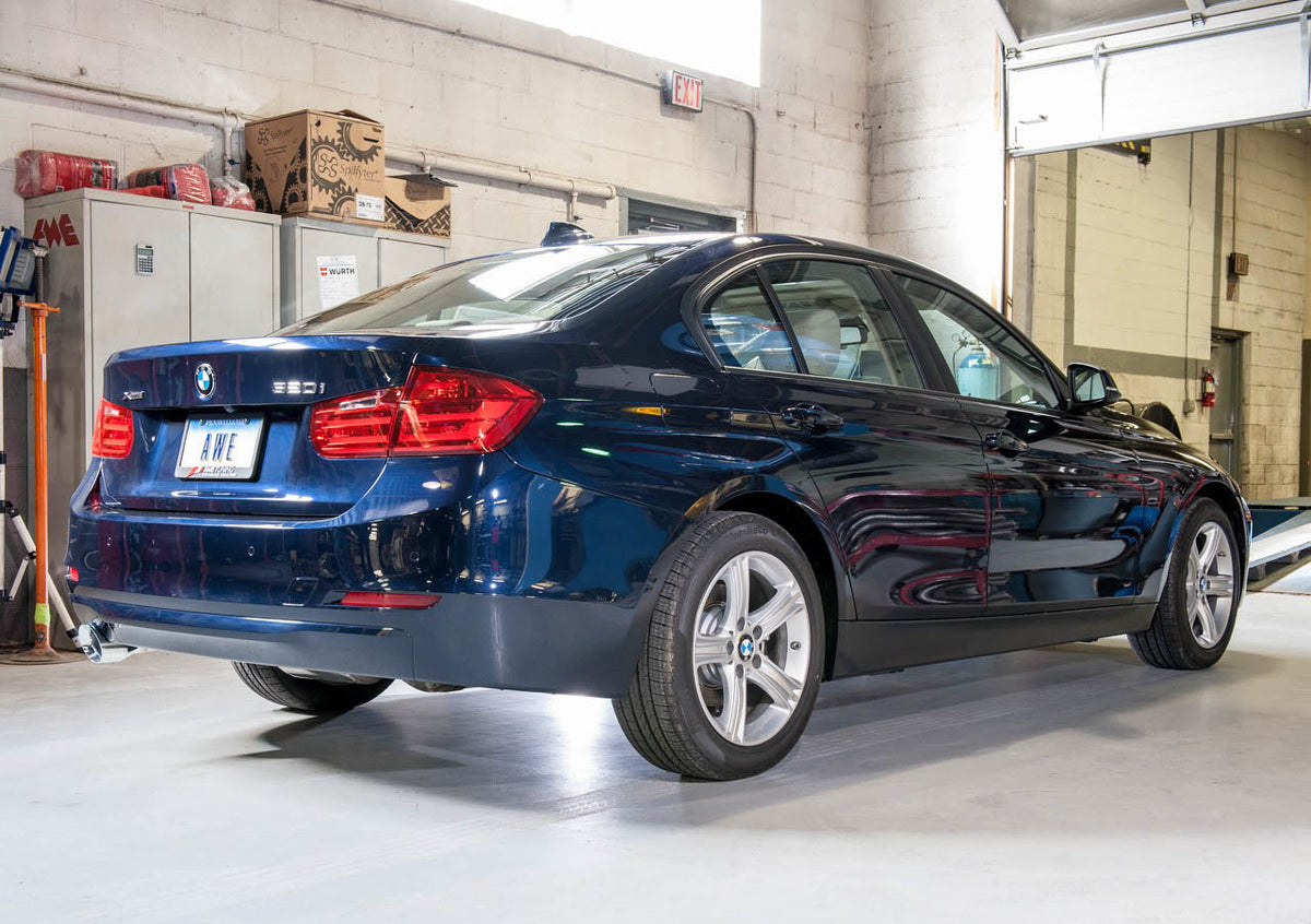 AWE Touring Edition Exhaust + Performance Mid Pipe for BMW F30 320i, Single Side - Chrome Silver Tip (102mm) image 4