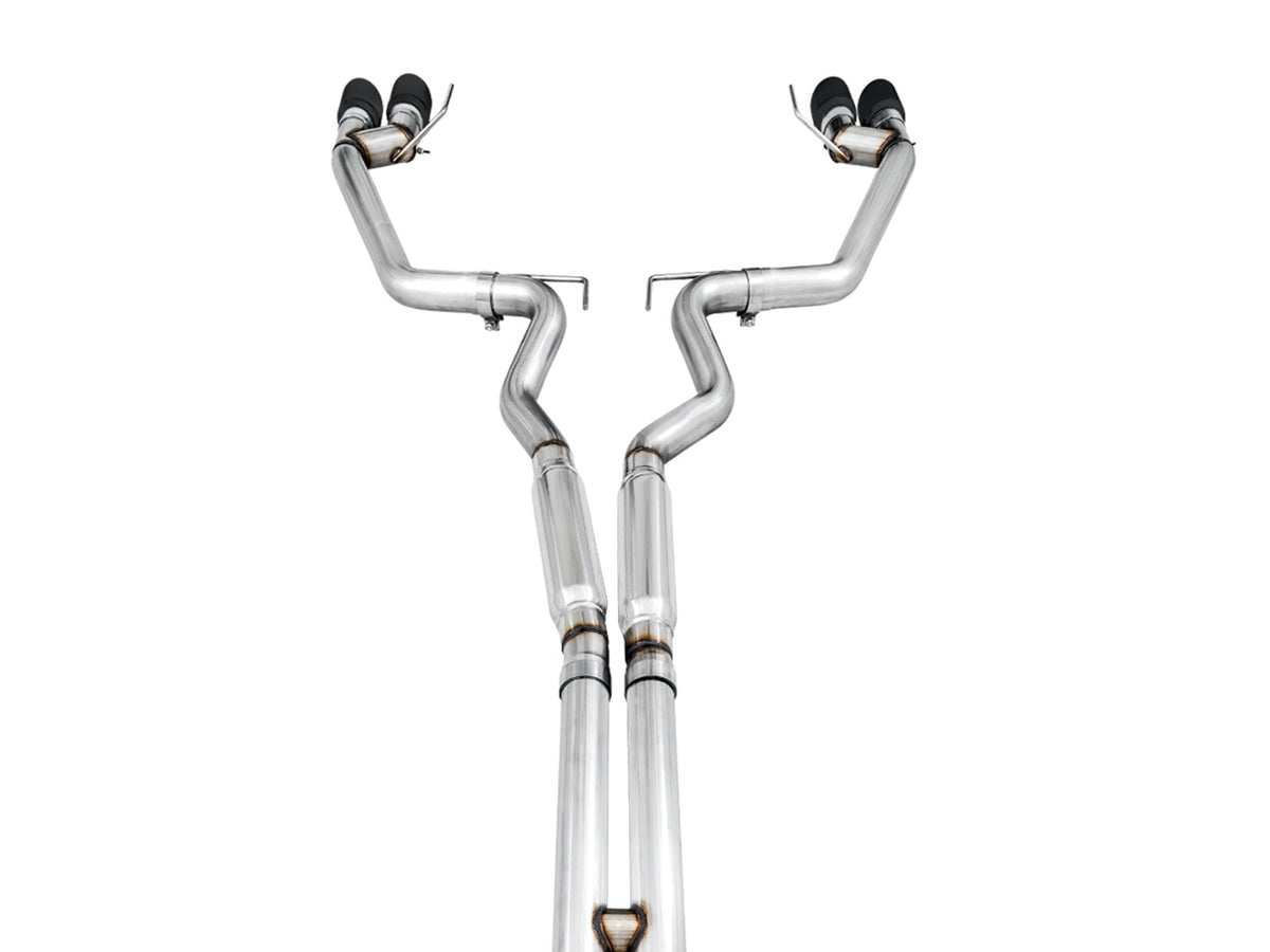 AWE Track Edition Cat-back Exhaust for the '18-'23 S550 Mustang GT - Quad Diamond Black Tips image 4
