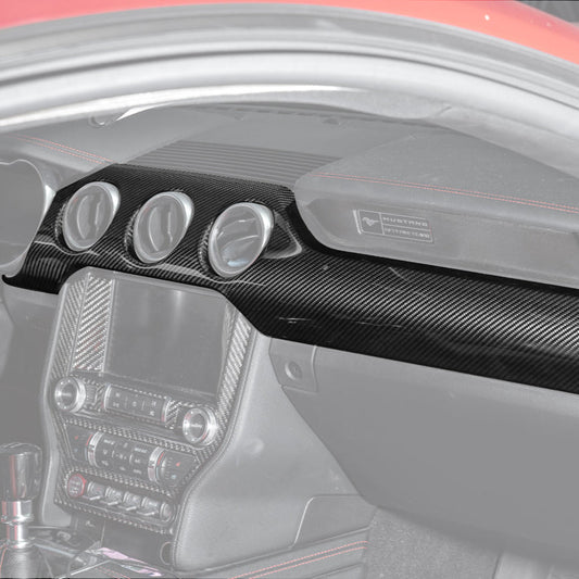 2015-23 Ford Mustang 3 AC DRY CARBON FIBER Dashboard Panel Trim image 2
