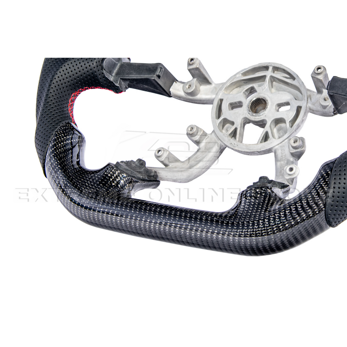 1997-04 Corvette C5 Carbon Fiber Steering Wheel Black Perforated Leather Red Center Stripe image 10