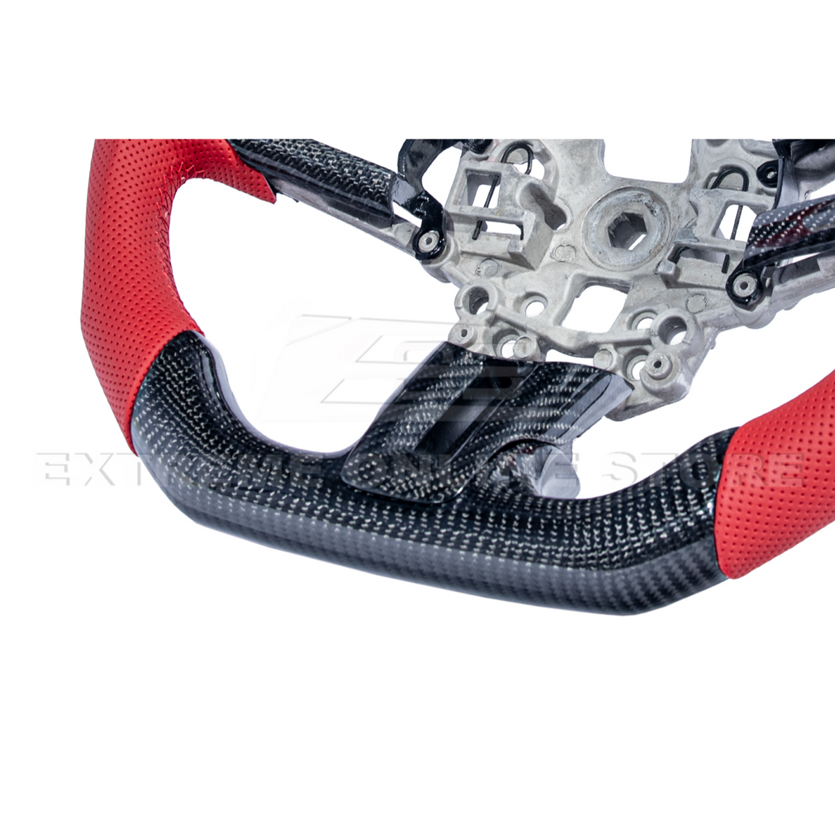 2015-23 Mustang Red Leather Red Stitching Carbon Fiber Steering Wheel image 24