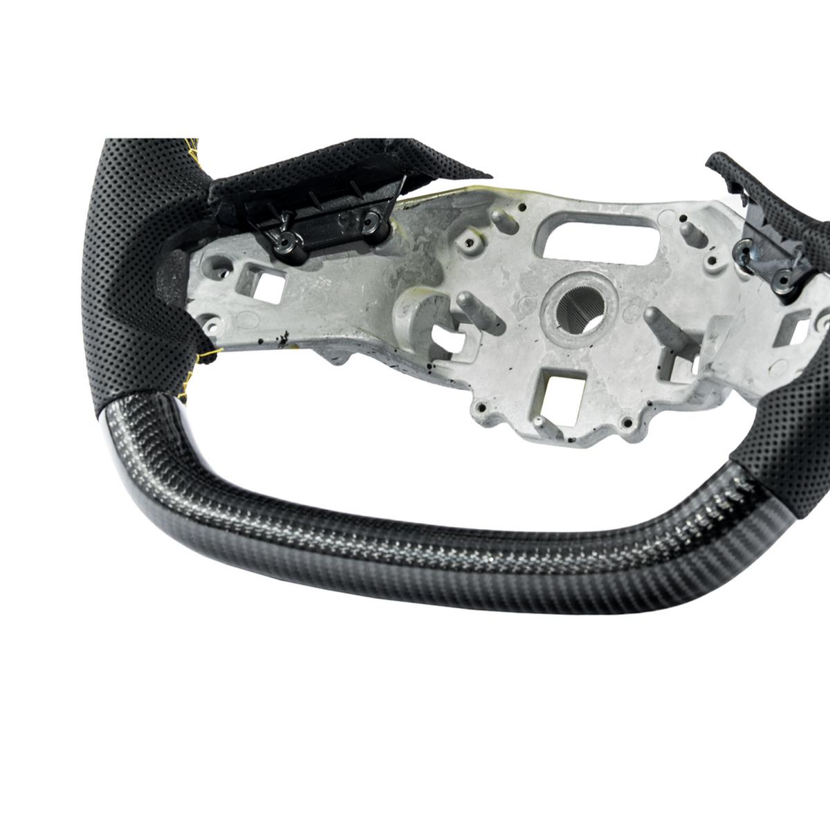 Corvette C8 Carbon Fiber Steering Wheel Black Perforated Leather YELLOW Stitching YELLOW Stripe image 11