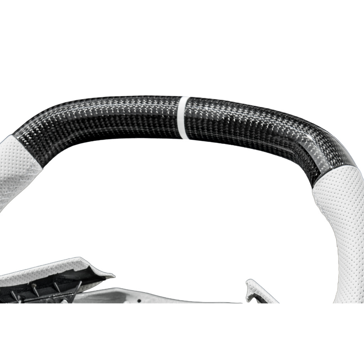 Corvette C8 Carbon Fiber Steering Wheel White Perforated Leather White Stitching White Stripe image 10