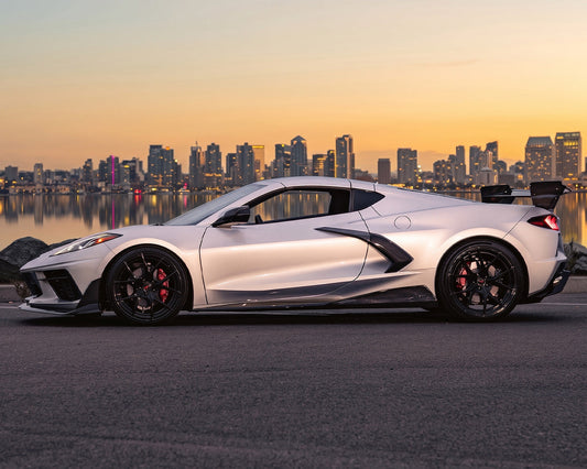 2020+ Corvette C8 5VM-Style Carbon Fiber Side Skirts with Underbody Extensions image 2