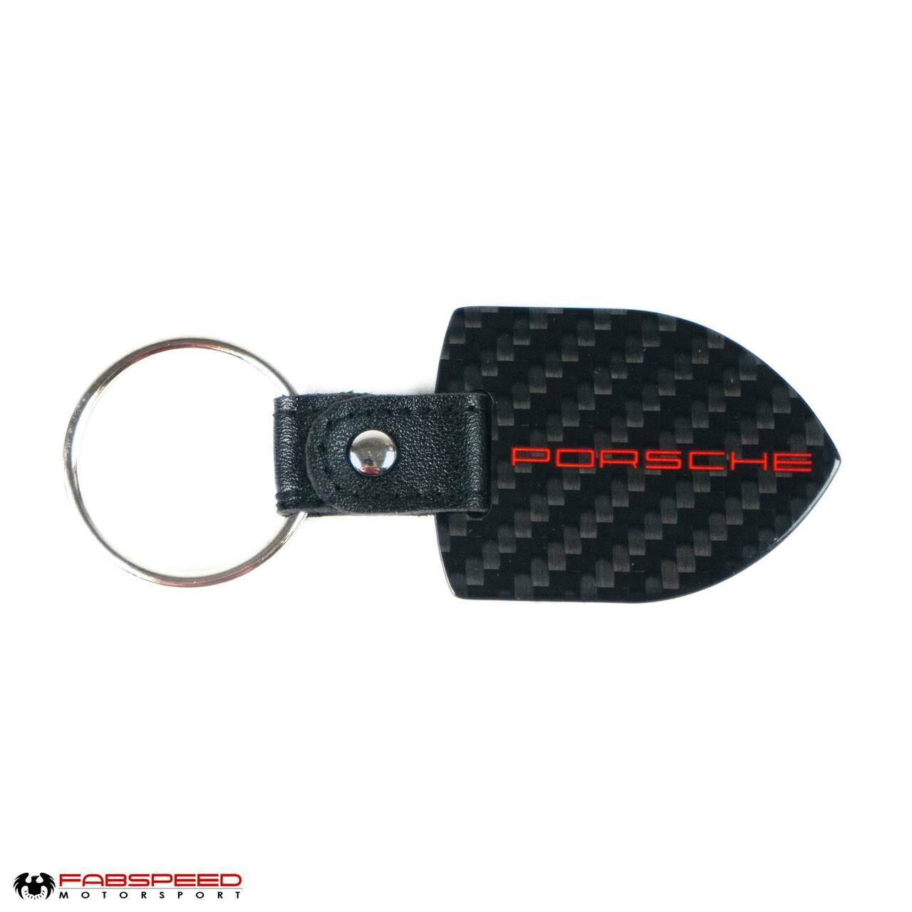 Fabspeed Porsche Crest & Script Carbon Fiber Keyring