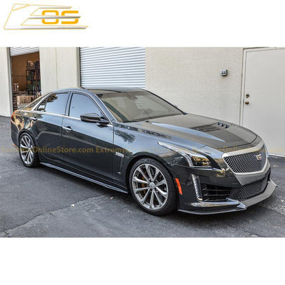 2016-19 Cadillac CTS-V Carbon Fiber Front Splitter Wheel Arch& Side Skirts Rockerst image 2