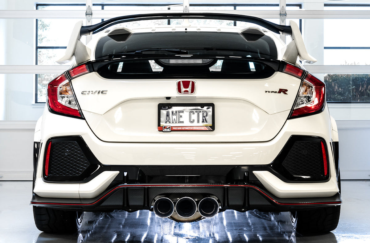 AWE Touring Edition Exhaust for FK8 Civic Type R (includes Front Pipe and DualPhase Mid Pipe) - Triple Chrome Silver Tips image 2
