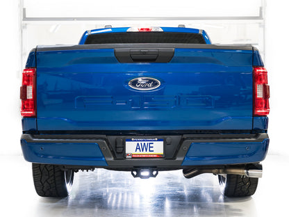 AWE 0FG Dual Side Exit Exhaust for Ford F-150 Regular Cab - 4.5 Chrome Silver Tips image 3