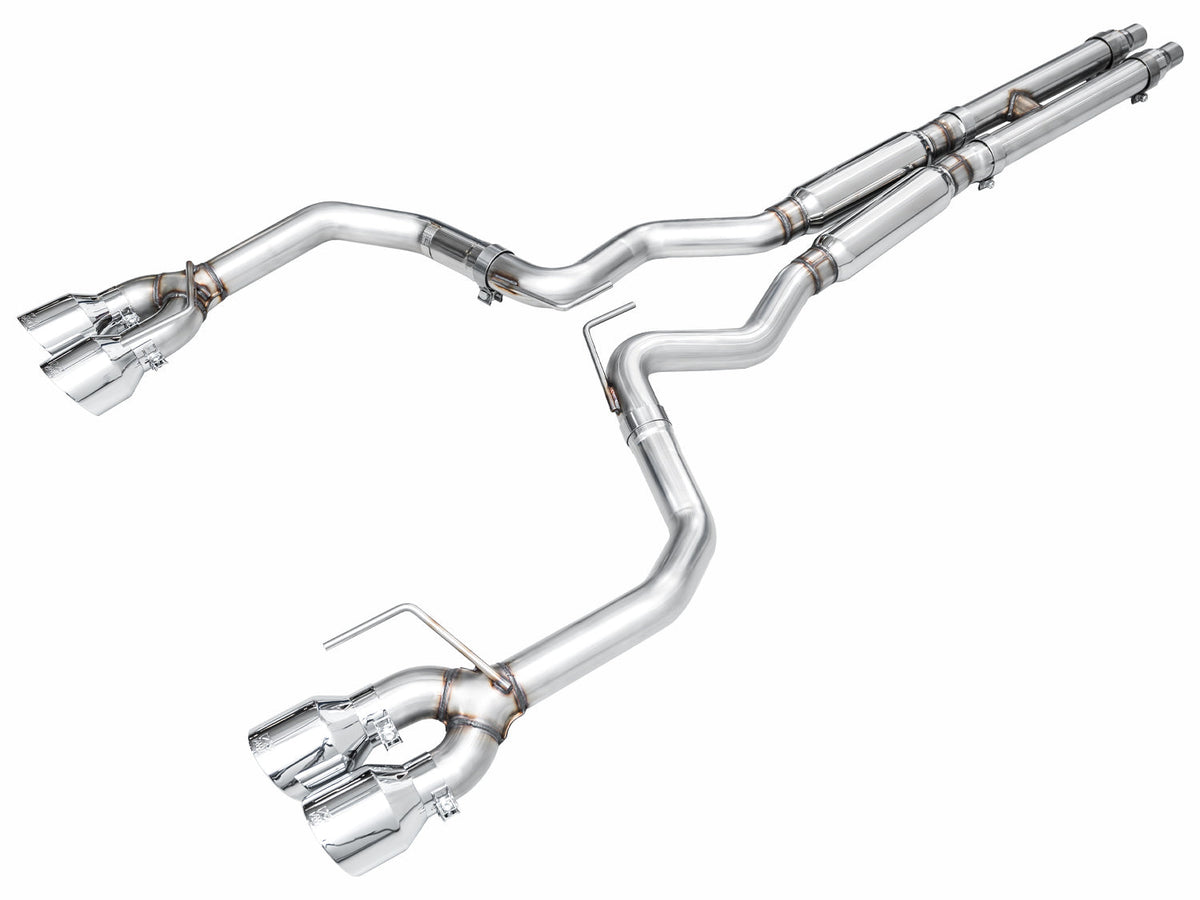 AWE Track Edition Exhaust for S650 Ford Mustang Dark Horse - Quad Chrome Silver Tips image 1