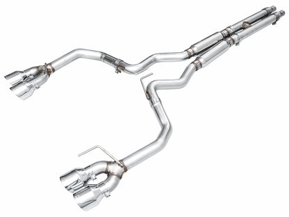 AWE Track Edition Exhaust for S650 Ford Mustang Dark Horse - Quad Chrome Silver Tips image 1