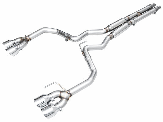 AWE Track Edition Exhaust for S650 Ford Mustang Dark Horse - Quad Chrome Silver Tips image 1