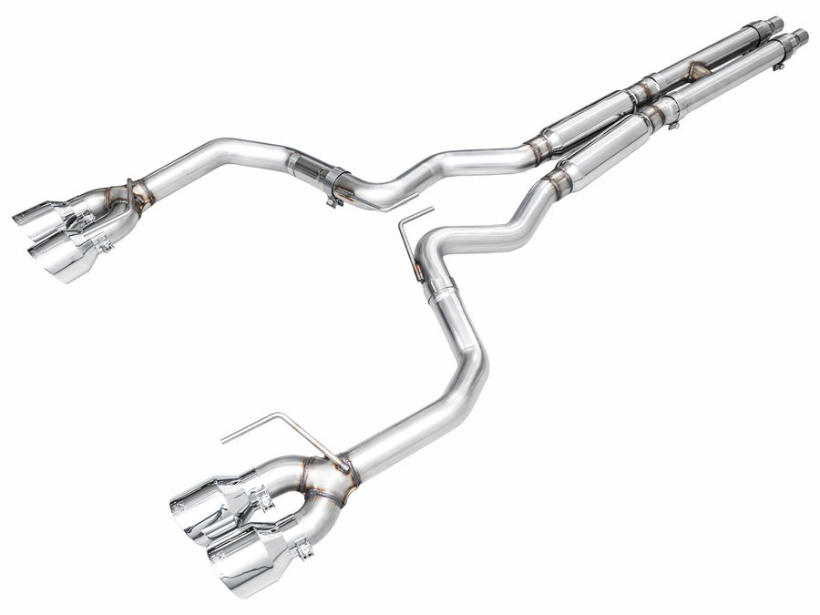 AWE Track Edition Exhaust for S650 Ford Mustang Dark Horse - Quad Chrome Silver Tips image 1