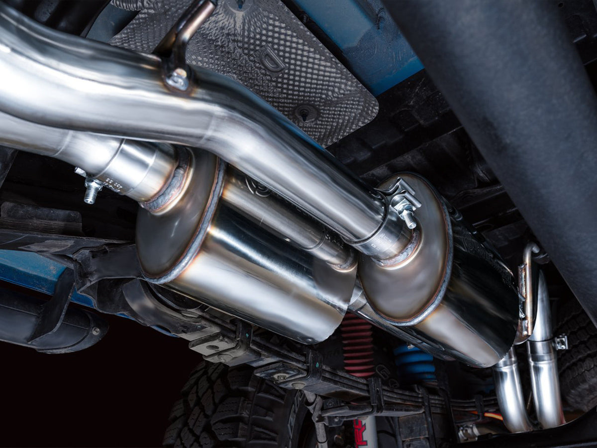 AWE 0FG Exhaust with BashGuard for 3rd Gen Tacoma - Dual Chrome Silver Tips image 6