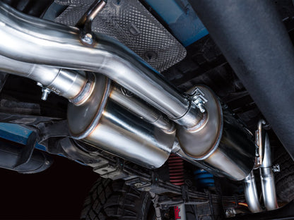 AWE 0FG Exhaust with BashGuard for 3rd Gen Tacoma - Dual Chrome Silver Tips image 6