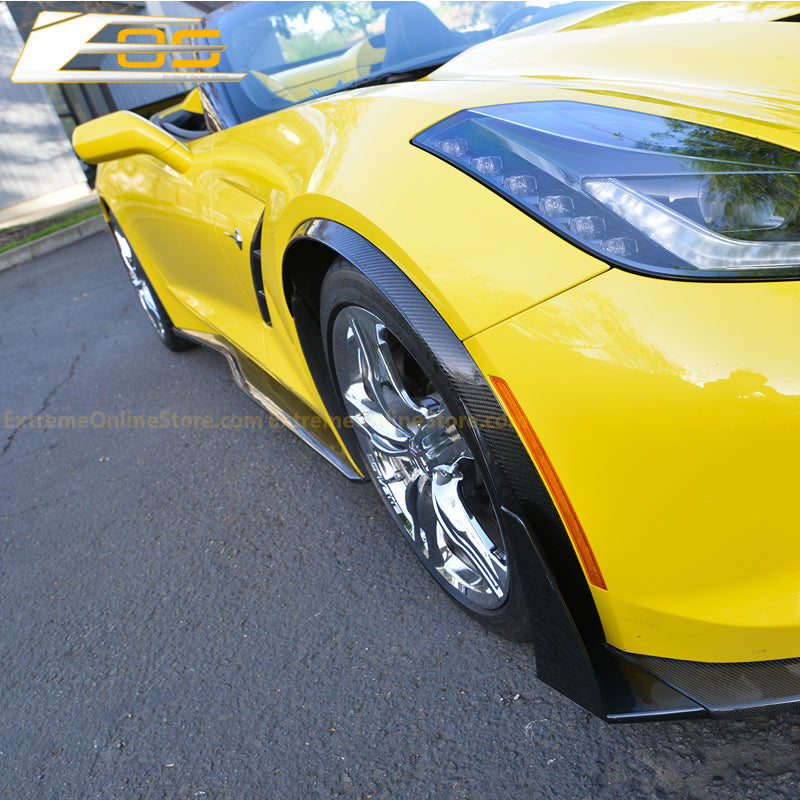 Chevrolet Corvette C7 DRY CARBON FIBER Front Fender Flares Wheel Trim image 11