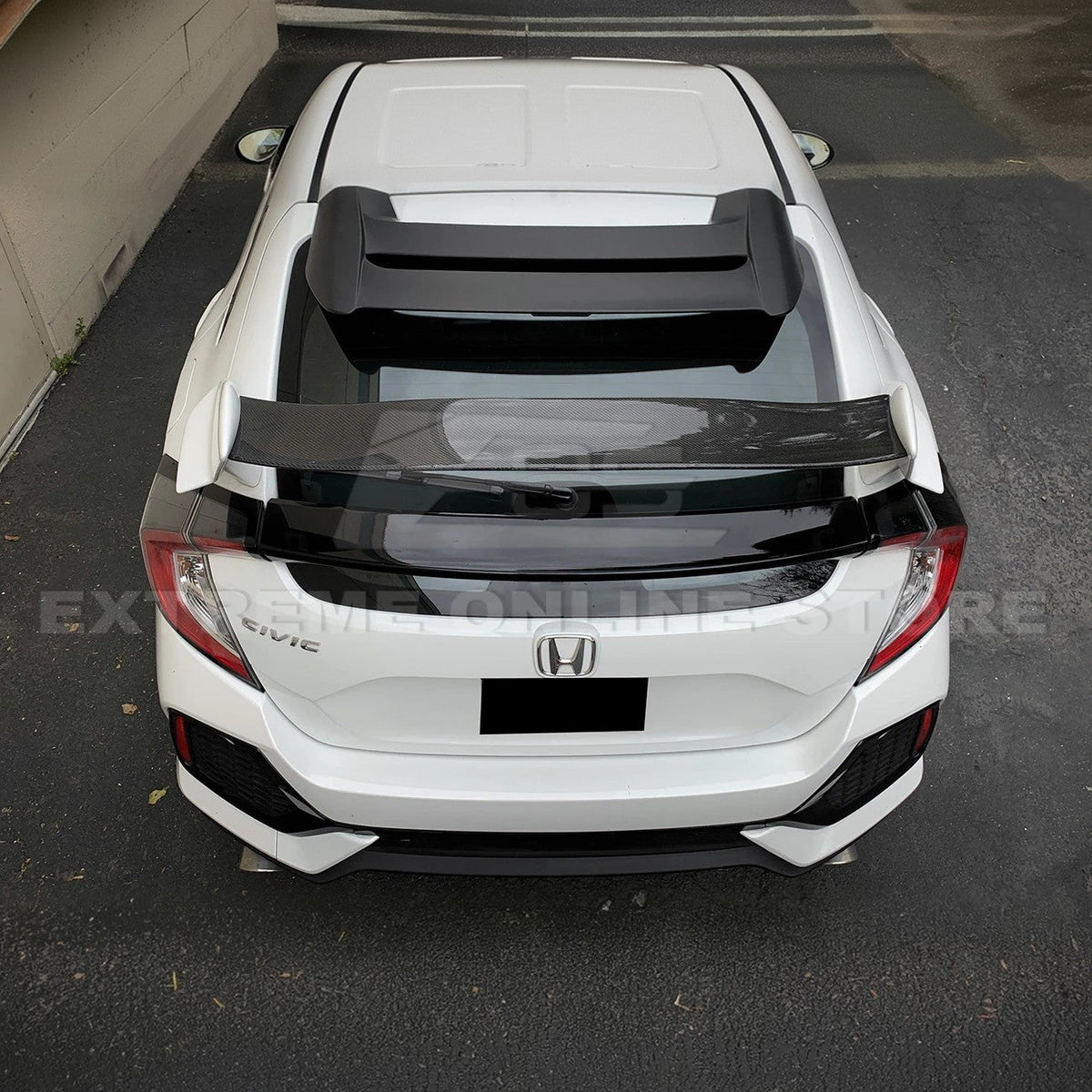 2016-21 Honda Civic Hatchback Type R Conversion Rear Spoiler W/ Mugen Style Roof Spoiler image 4