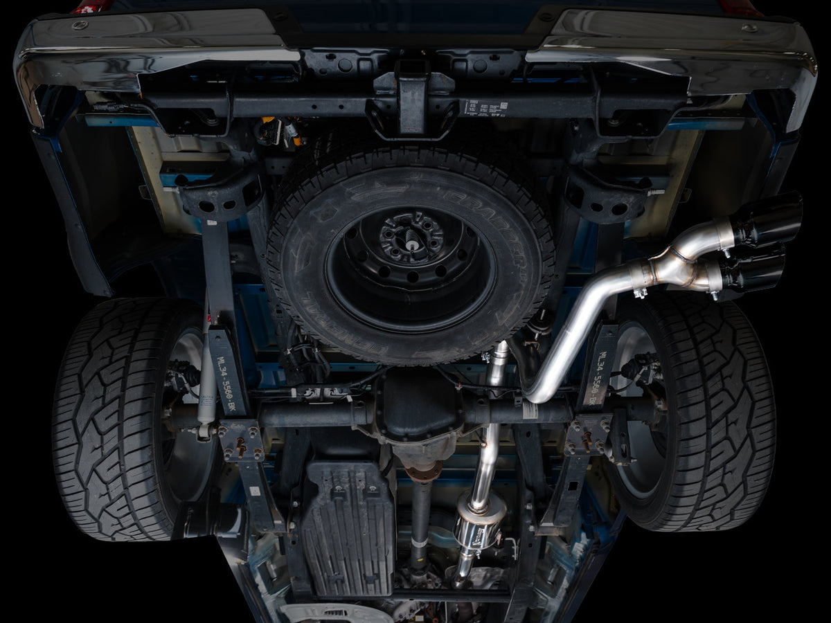 AWE 0FG Dual Side Exit Exhaust for Ford F-150 Regular Cab - 4.5 Diamond Black Tips image 9
