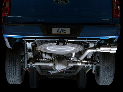 AWE 0FG Dual Side Exit Exhaust for '21+ Ford F-150 - 4.5 Chrome Silver Tips image 4