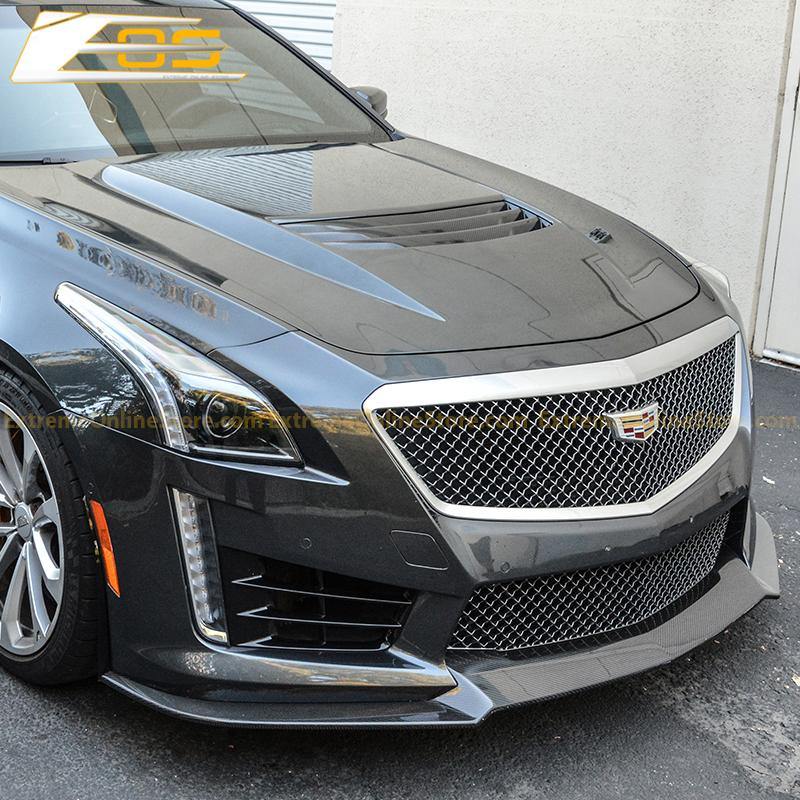 2016-19 Cadillac CTS-V Carbon Fiber Front Splitter Wheel Arch& Side Skirts Rockerst image 5