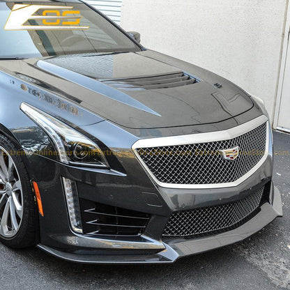 2016-19 Cadillac CTS-V Carbon Fiber Front Splitter Wheel Arch& Side Skirts Rockerst image 5