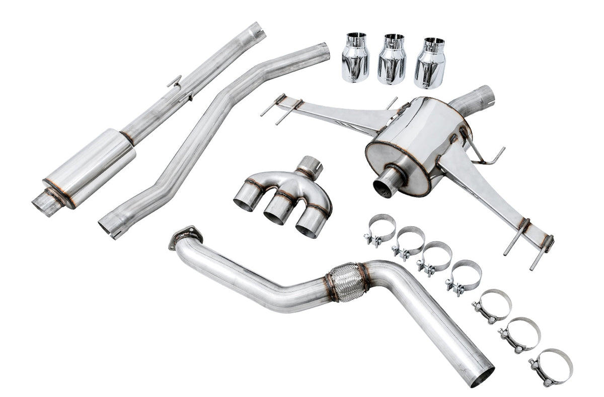 AWE Touring Edition Exhaust for FK8 Civic Type R (includes Front Pipe and DualPhase Mid Pipe) - Triple Chrome Silver Tips image 4