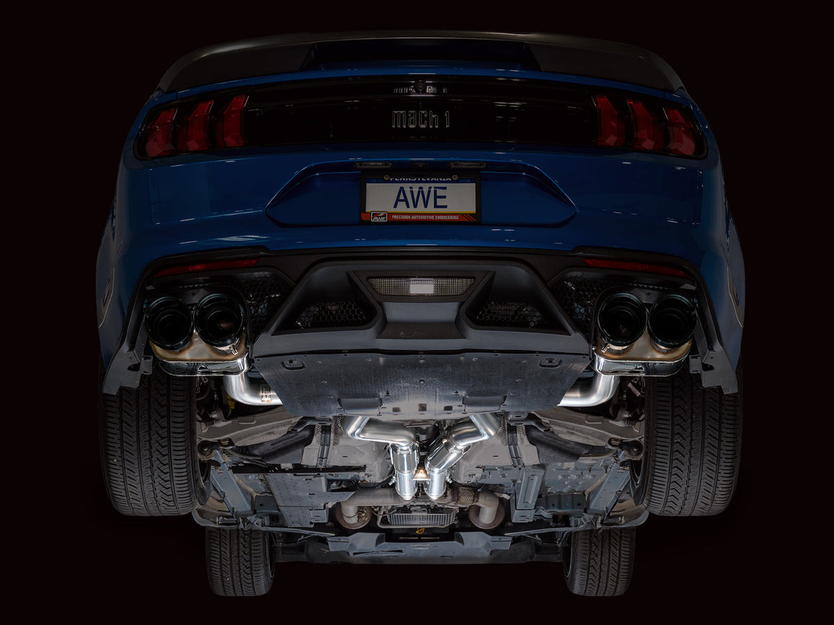 AWE SwitchPath™ Exhaust for Ford Mustang S550 Mach1 - Quad Diamond Black Tips image 6
