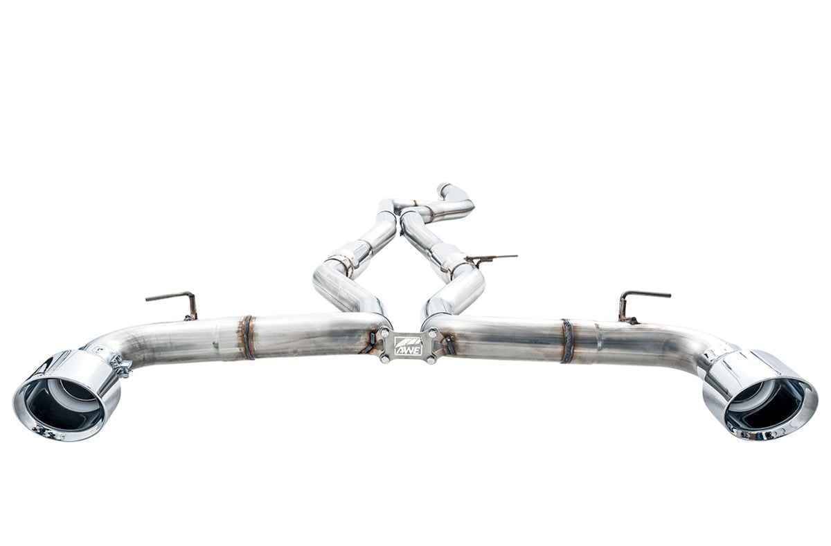 AWE Resonated Track Edition Exhaust for A90 Supra - 5" Chrome Silver Tips image 5