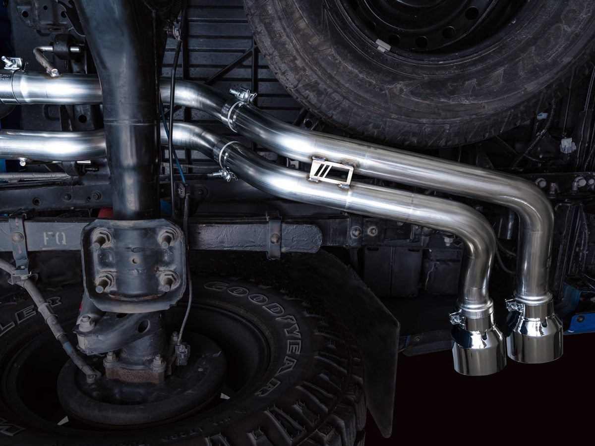 AWE 0FG Exhaust with BashGuard for 3rd Gen Tacoma - Dual Chrome Silver Tips image 7