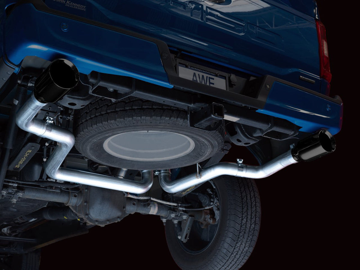 AWE 0FG Dual Split Rear Exhaust for '21+ Ford F-150 - 5 Diamond Black Tips image 6