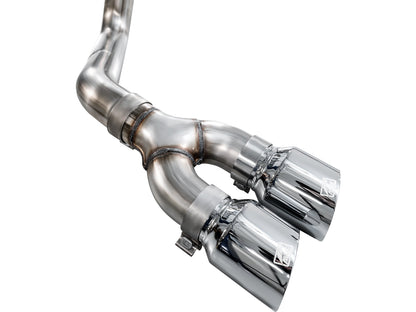 AWE 0FG Dual Side Exit Exhaust for Ford F-150 Regular Cab - 4.5 Chrome Silver Tips image 13