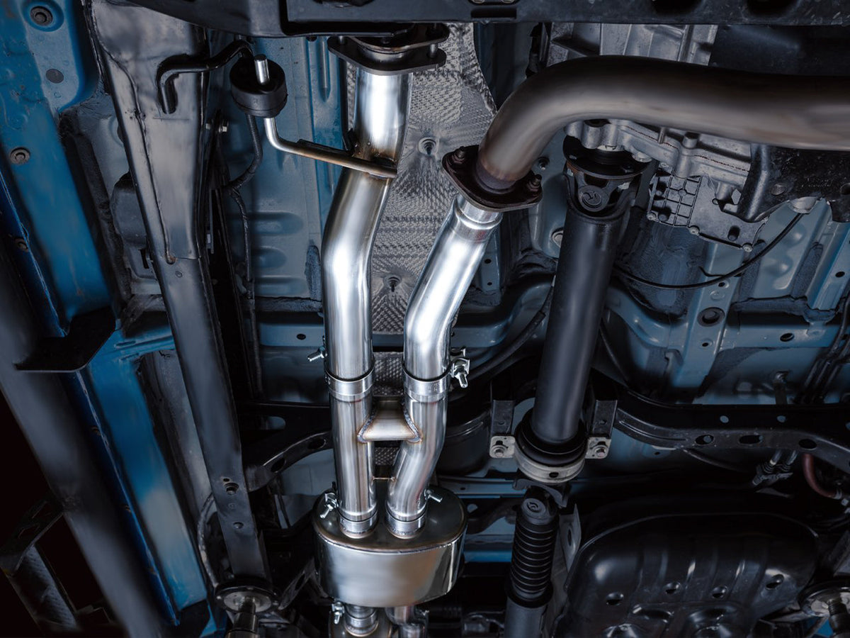 AWE 0FG Exhaust with BashGuard for 3rd Gen Tacoma - Dual Chrome Silver Tips image 3