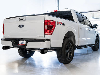 AWE 0FG Dual Split Rear Exhaust for '21+ Ford F-150 - 5 Diamond Black Tips image 3