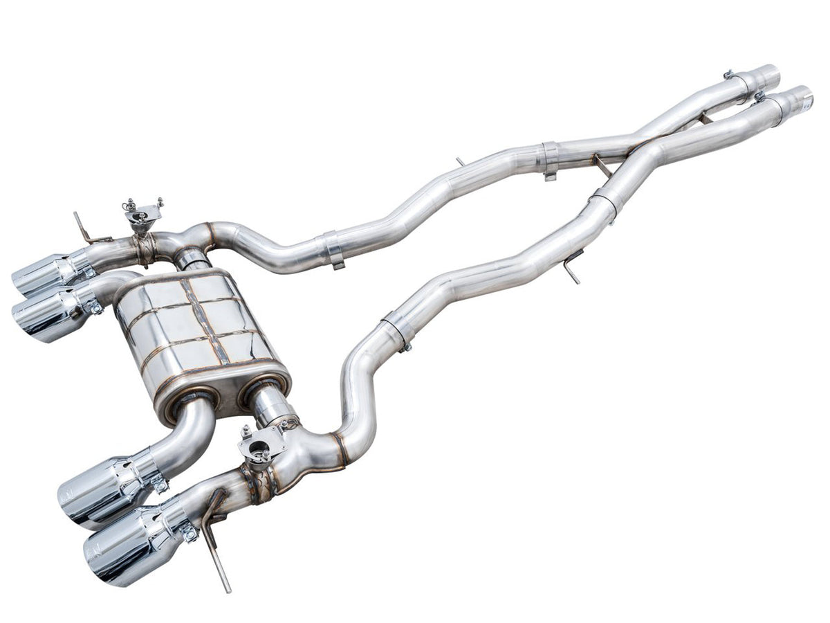 AWE SwitchPath Catback Exhaust for BMW G8X M3/M4 - Chrome Silver Tips image 1