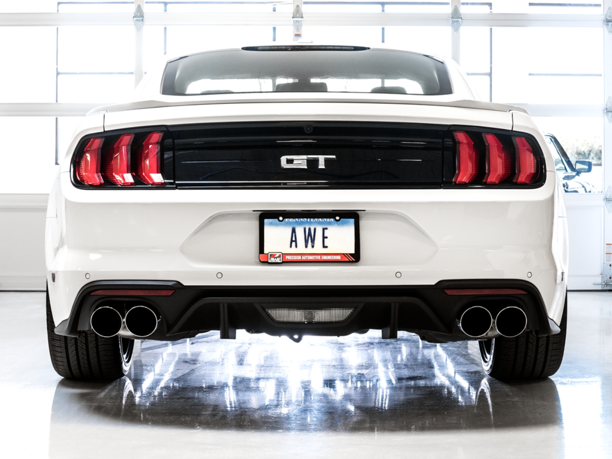 AWE SwitchPath™ Cat-back Exhaust for '18-'23 S550 Mustang GT - Quad Chrome Silver Tips image 6