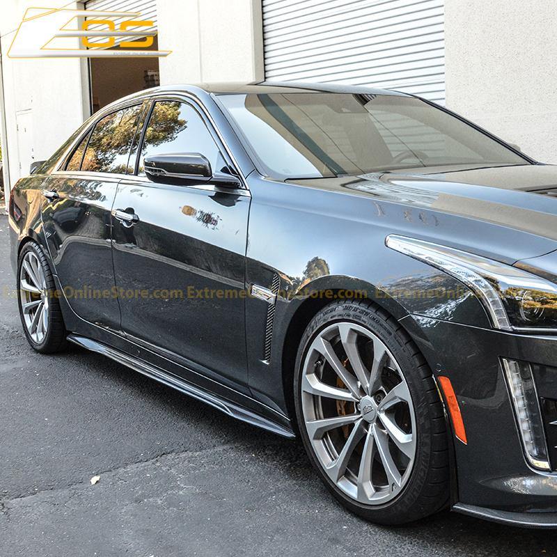 2016-19 Cadillac CTS-V Carbon Fiber Front Splitter Wheel Arch& Side Skirts Rockerst image 6