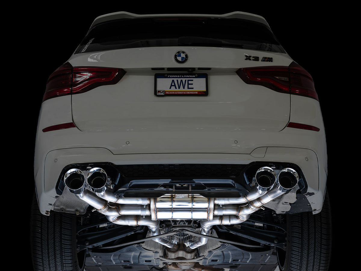 AWE Valved SwitchPath™ Axleback Exhaust for BMW F97 X3 M / F98 X4 M - Chrome Silver Tips image 5